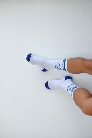 Socks: White and Royal Blue