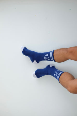 Socks: Royal Blue and White